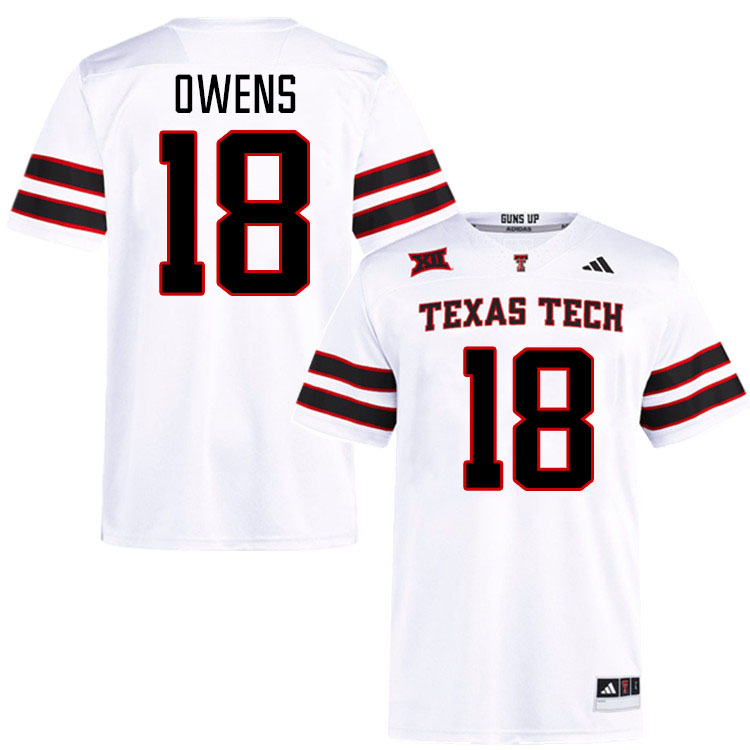 #18 Tyler Owens Texas Tech Red Raiders Jerseys College Football Uniforms Stitched-White